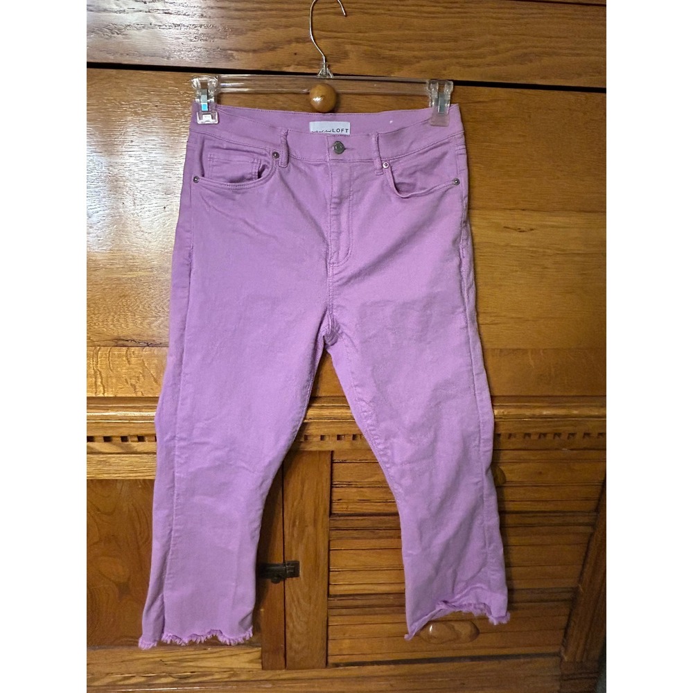 Y2K Pastel Fairycore Loft Womens Purple High Rise Kick Crop Jeans Raw Hem Size 4